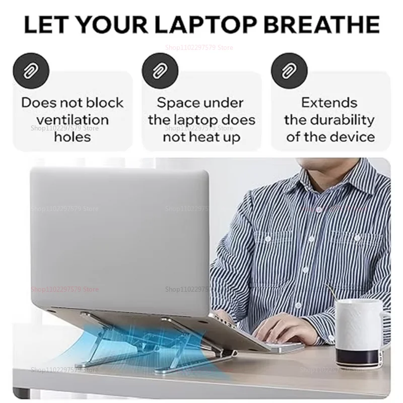 속이 빈 방열 알루미늄 합금 및 미끄럼 방지 디자인을 갖춘 접이식 컴퓨터 스탠드, 언제든지 MacBook iPad와 호환 가능