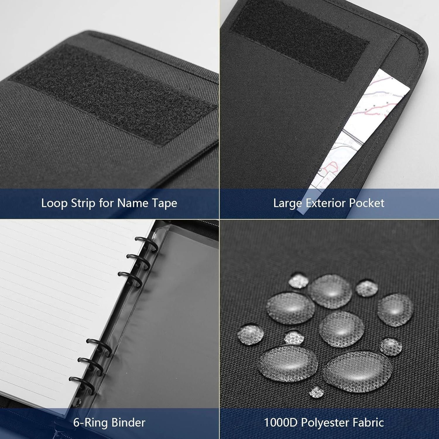 Kosibate Tactical Refillable A5 Zip Binder Notebook with Hardcover and 80 Pages