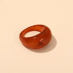 Vintage - Inspired Transparent Colorful Acrylic Resin Geometric Ring - Trendy Korean Fashion Aesthetic Jewelry (Red 1)
