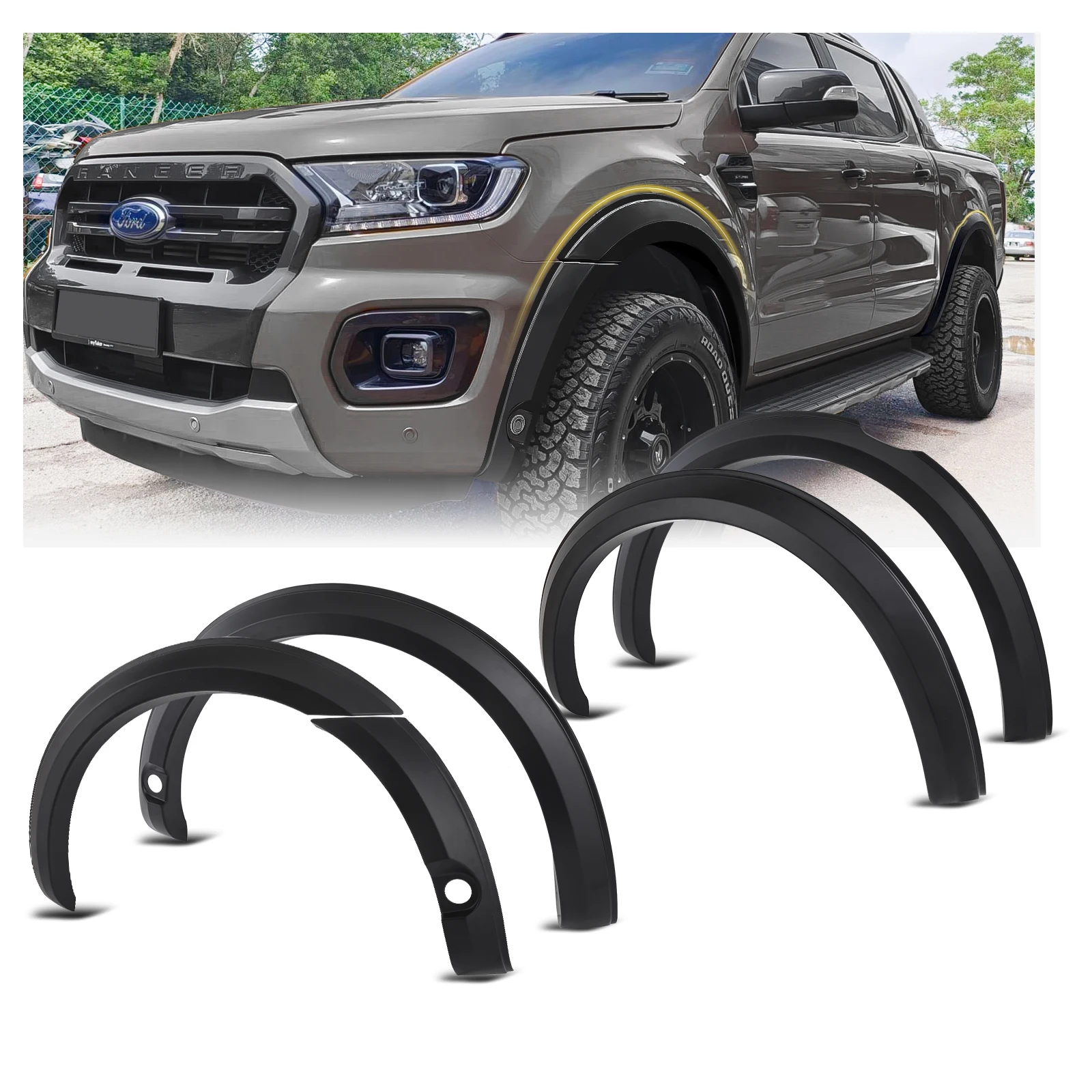 Matte Black Extended Wheel Arch Kit - Ford Ranger T9 Wildtrak 2023+ -  Assetti