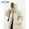 CHIC VEN Women's Down Coats Korean Loose Hooded Thick Warm Long Down Jacket Winter Coat for Women Female Parkas Outerwears 2024 3