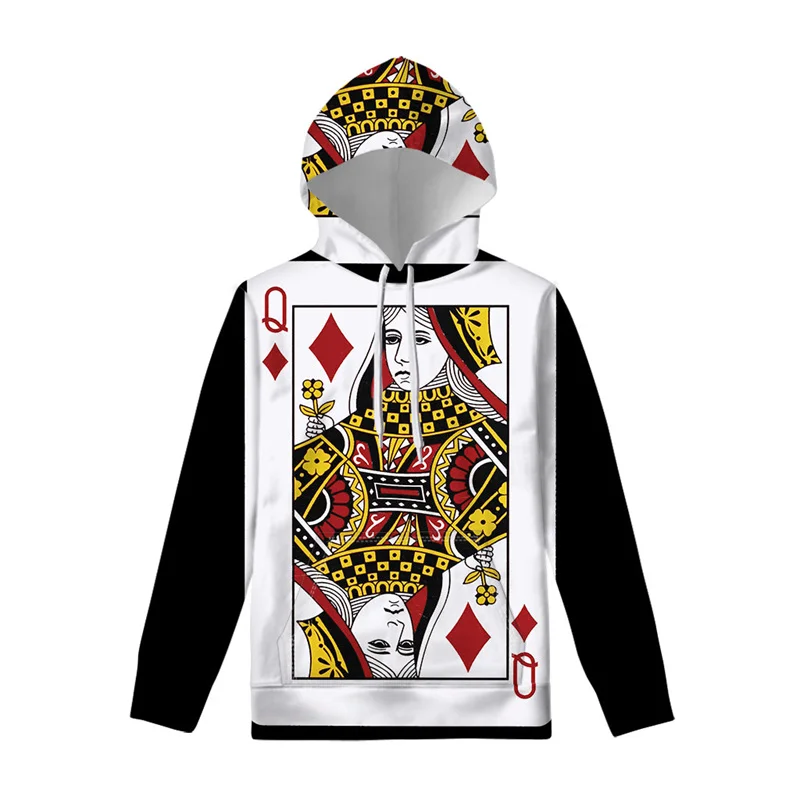 thumbnail image 1 of Sudadera con capucha con estampado 3D de naipes creativos para hombre, sudadera con estampado de póquer con personalidad, sudadera informal para primavera y otoño, 1 of 5