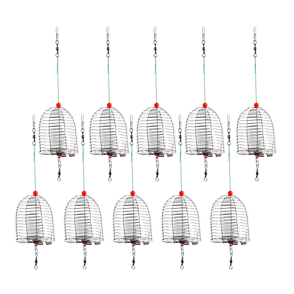 

10 PCS to Feed Metal Bait Cage Pellet Hair Rigs for Carp Stainless Steel Fishing Trap Basket