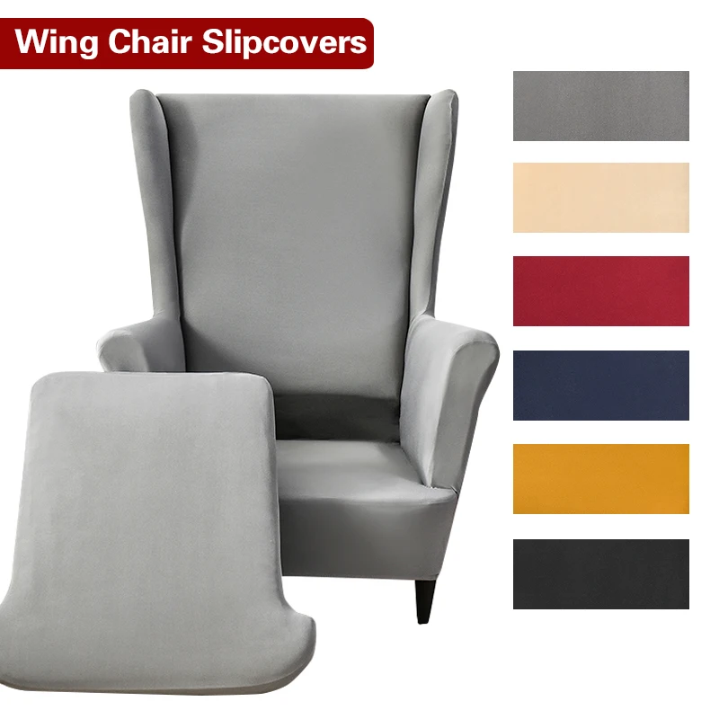 

Wing Chair Slipcovers 2Pieces/set Stretch Spandex Wingback Chair Covers Sofa Slipcover Solid Color Furniture Protector