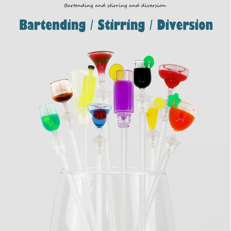 Stirring Acrylic Stirrers 10PCS Kitchen Bar Tool Juice 23cm Party Cocktail Drink Mixer Swizzle Stick Wine Agitators bar tools