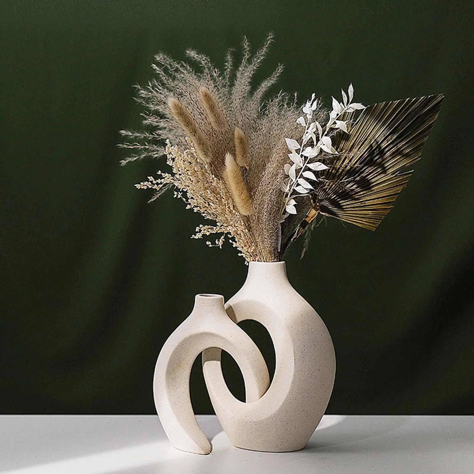 2x Ceramic Vase Flower Arrangement Flower Pot Ornament Craft Desktop Vase Decorative Bud Vase for Home Gift Anniversary Hall