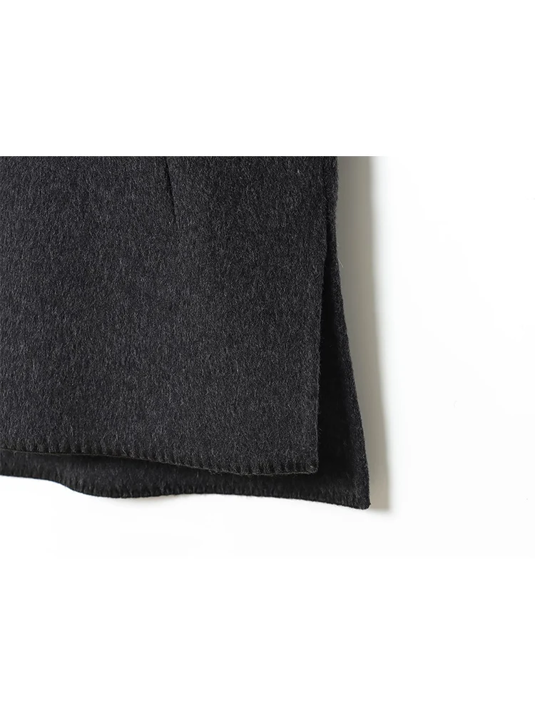 2025 Women Solid Half Turtleneck Coats Elegant Casual Single Breasted Pockets Loose Jackets New Autumn Lady Fashion Outerwear