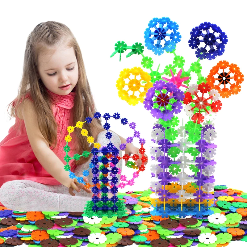 200/400PCS Insert Bag Snowflake Building Block Children's Puzzle Educational Building Block Toys DIY