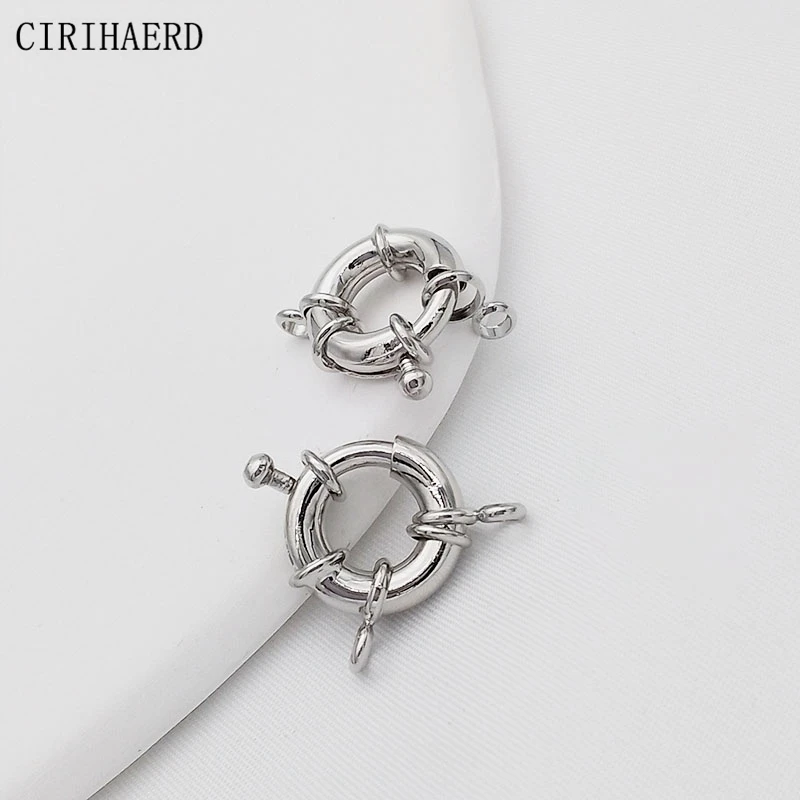 DIY 쥬얼리 액세서리, 스티어링 휠 스프링 걸쇠, 14K 골드/로듐 라운드 버클, 팔찌 목걸이 연결 걸쇠