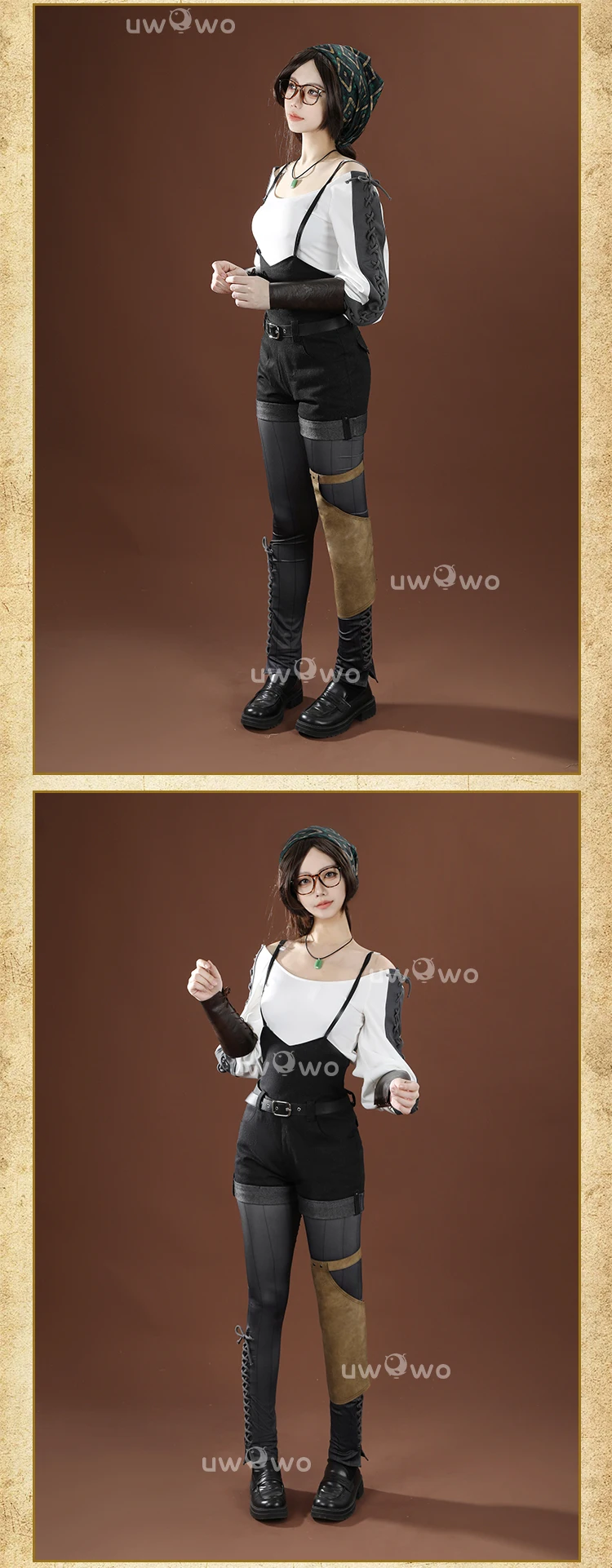 Alma Cosplay Kostüm Monster Hunter Wilds mit Brille für Frauen 6
