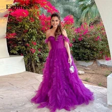 

2022 Dark Purple Long A Line Party Gown Evening Dresses Sleevelesss Off Shoulder Sweetheart Night Prom Dress Vestidos de festa