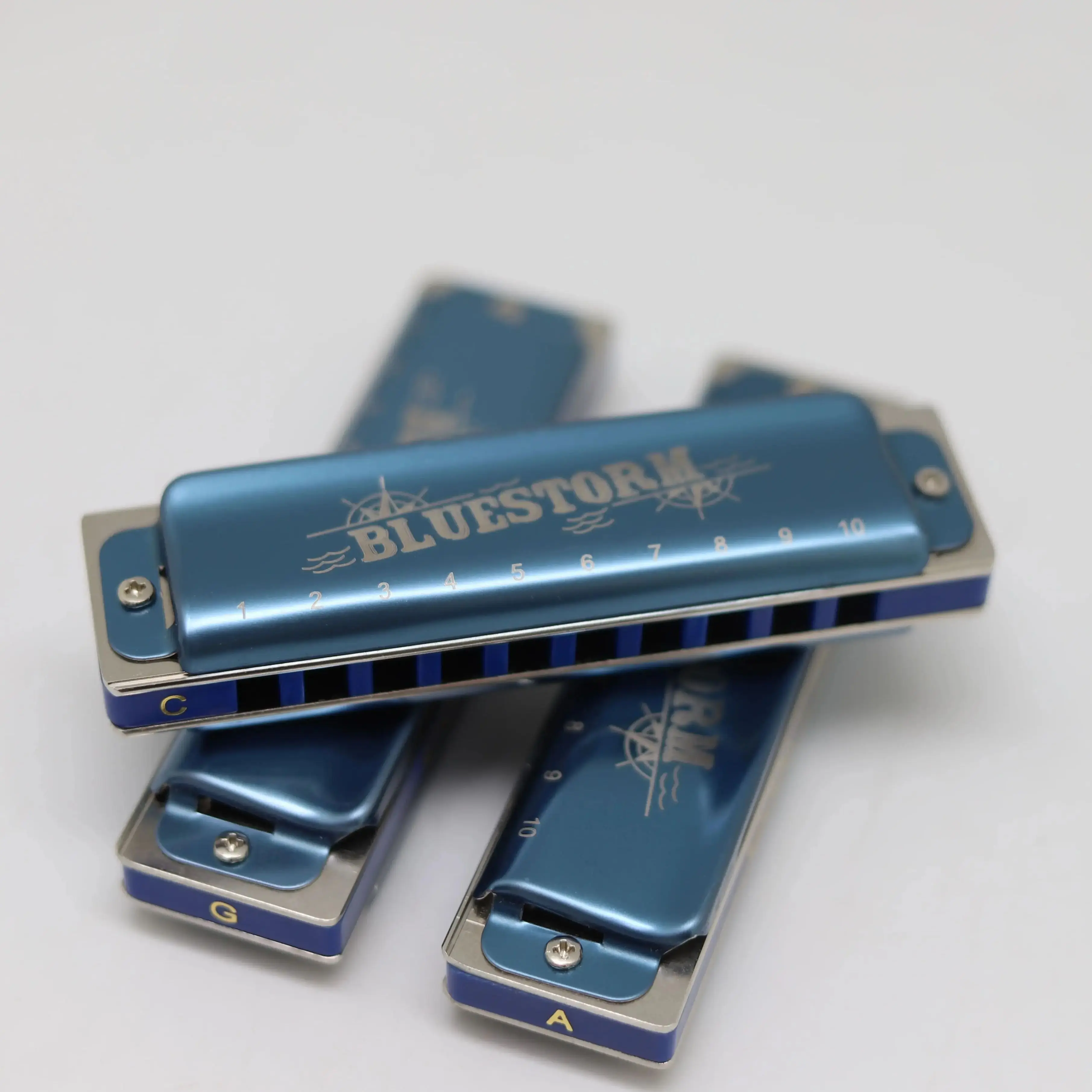 Conjurer 10 hole bluestorm harmonia set of 3 keys A C G for professionals beginners with high grade case