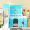 Low Loft Bed with Tent and Slide, Solid Wood Loft Frame with Safety Guardrails and Ladder for Kids Bedroom,Easy Assembly 3