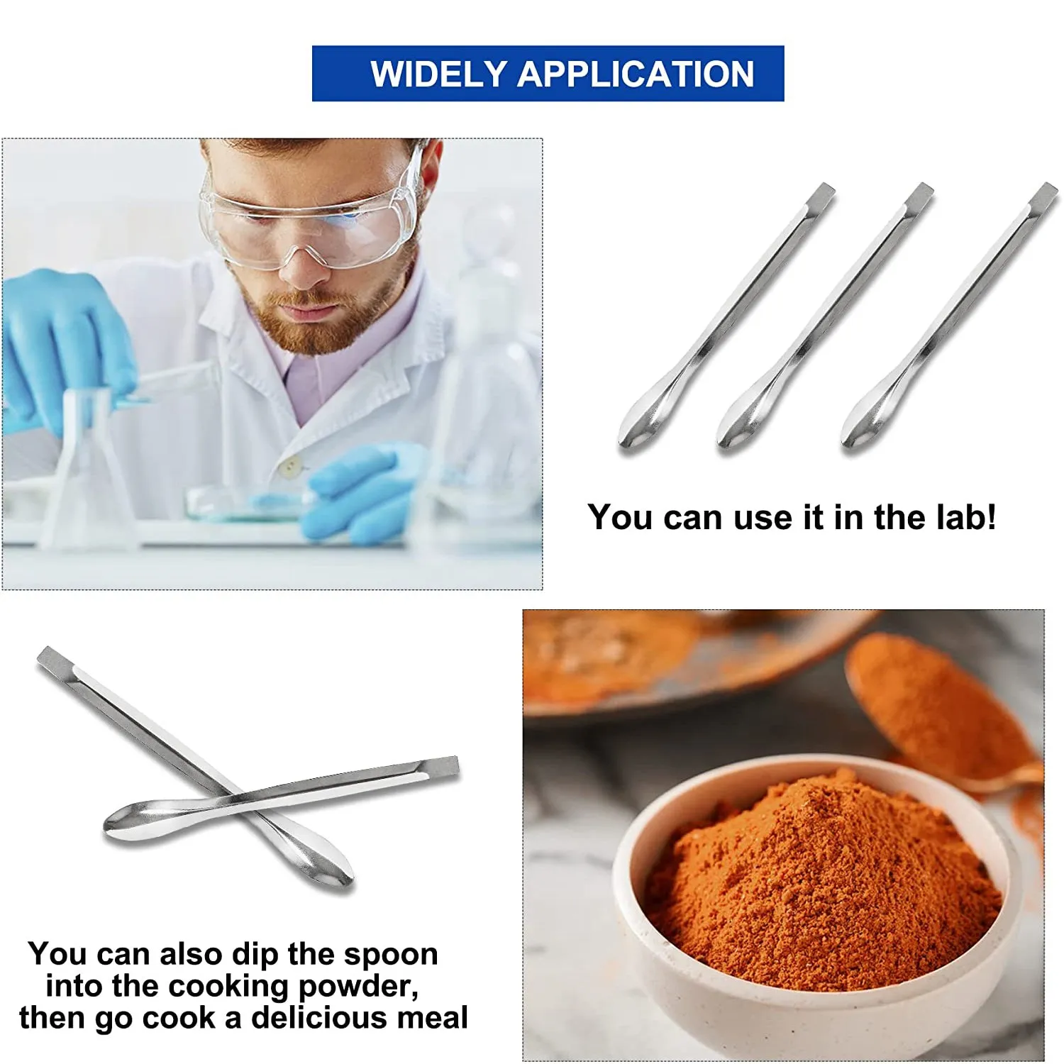 Lab Spatula Stainless Steel 15 PCS Lab Spoon Micro-Scoop Laboratory Tiny Spoon for Reagent Sampling Mixing