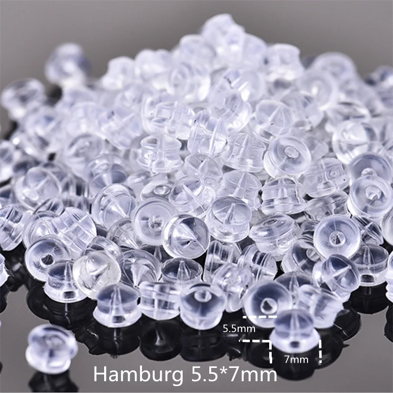 200-2000pcs Soft Silicone Rubber Earring Back Stoppers for Stud DIY Fine Accessories Bullet Tube Plugs 