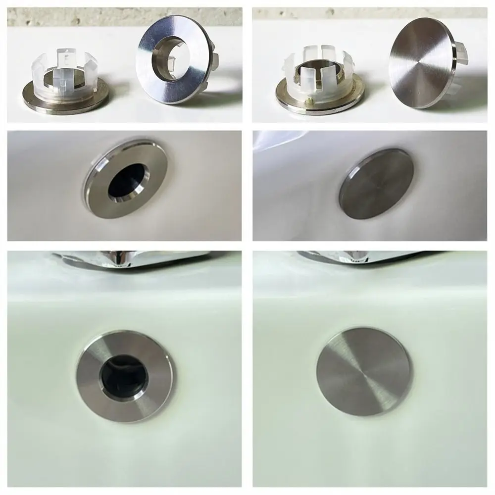 Basin Sink Hole Overflow Cover Ring Insert Replacement Drain Caps Plug Bathroom Basin Accessor
