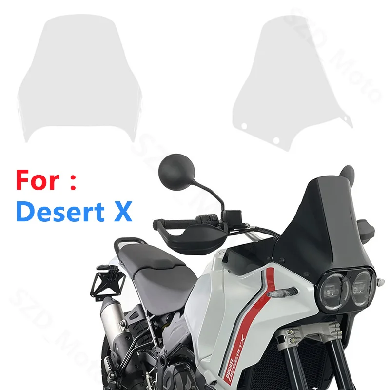 For Ducati Desert X DesertX 2022 2023 Motorcycle Accessories Sport Windshield Windscreens Wind Deflectors Black