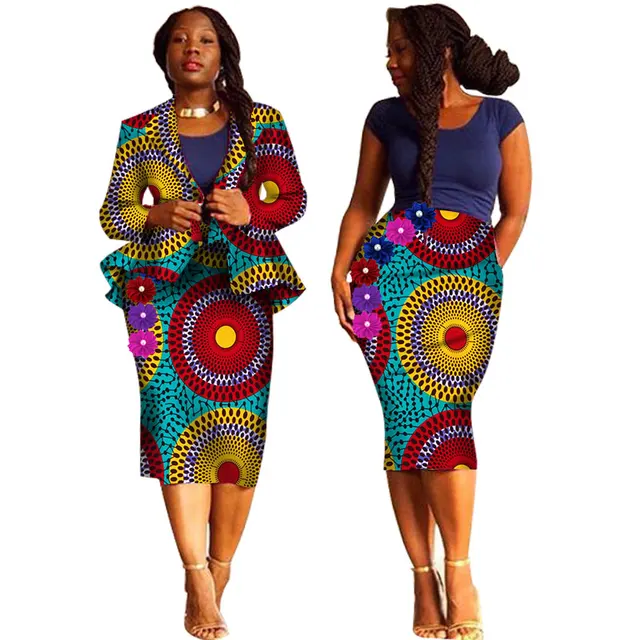 African Skirt Suits Dashiki Full Sleeve 