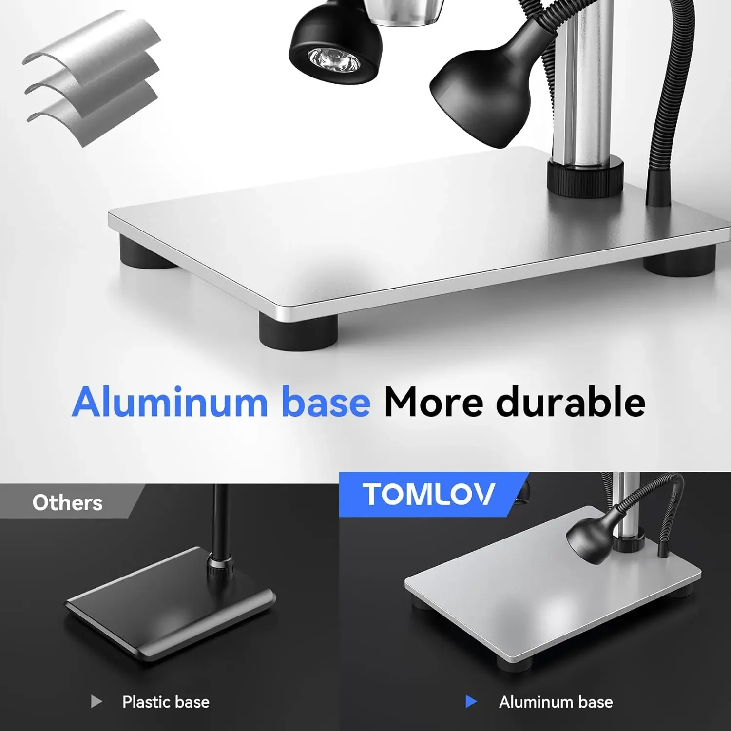 TOMLOV DM4S 1000배율 디지털 현미경 4.3인치 LCD 디스플레이 LED 금속 스탠드, 사진/비디오 카메라, SD 카드 슬롯 포함, 코인 PCB 수리용