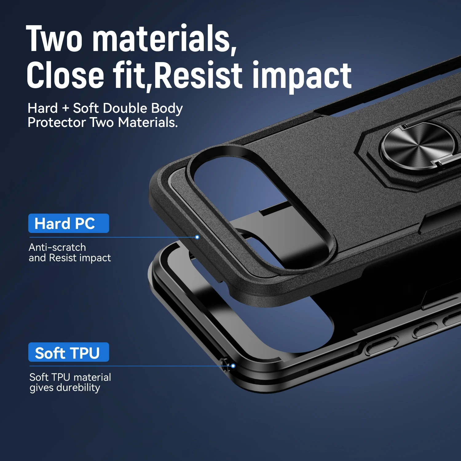 Ultimate Military-Grade Magnetic Ring Stand Case - Heavy-Duty Rugged Shockproof Matte Hybrid Defender Cover