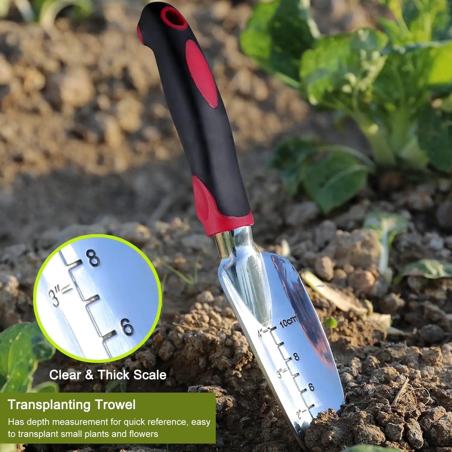 Garden Tool Set with Non-Slip Rubber Grip, Heavy Duty Garden Trowels, Cast-Aluminum Hand Shovels, 3 Pcs 3