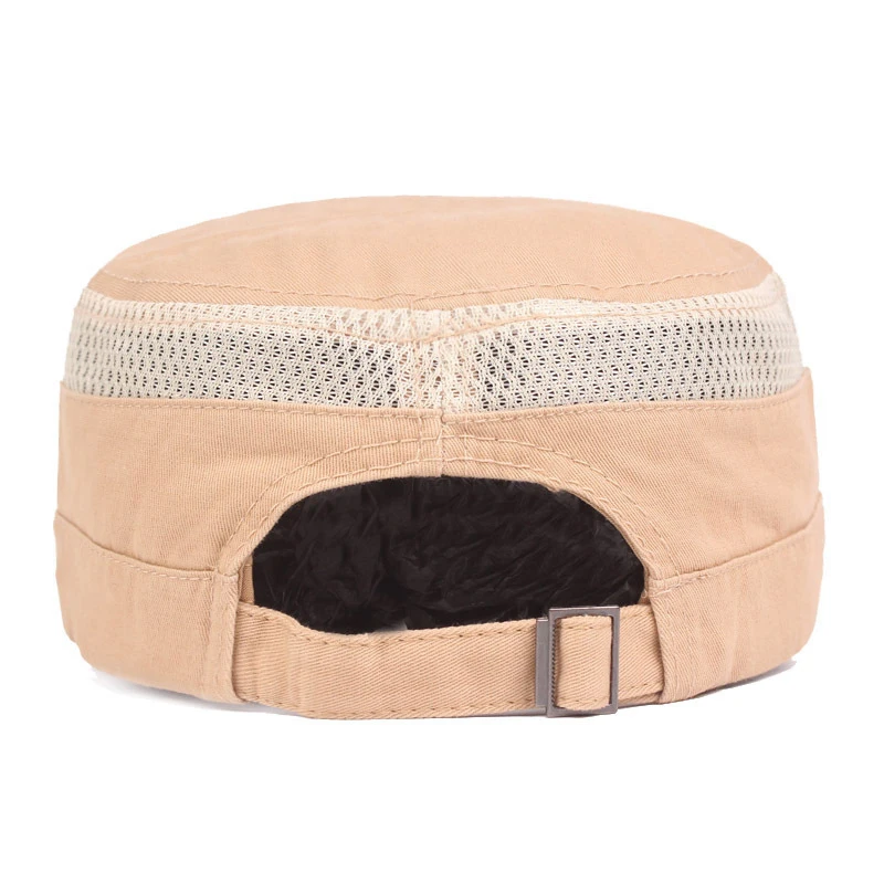 New Men's Flat-Top Cap Spring and Summer Breathable Mesh Cool Hat Simple Women Men Military Cap Outdoor Sun Visor Caps