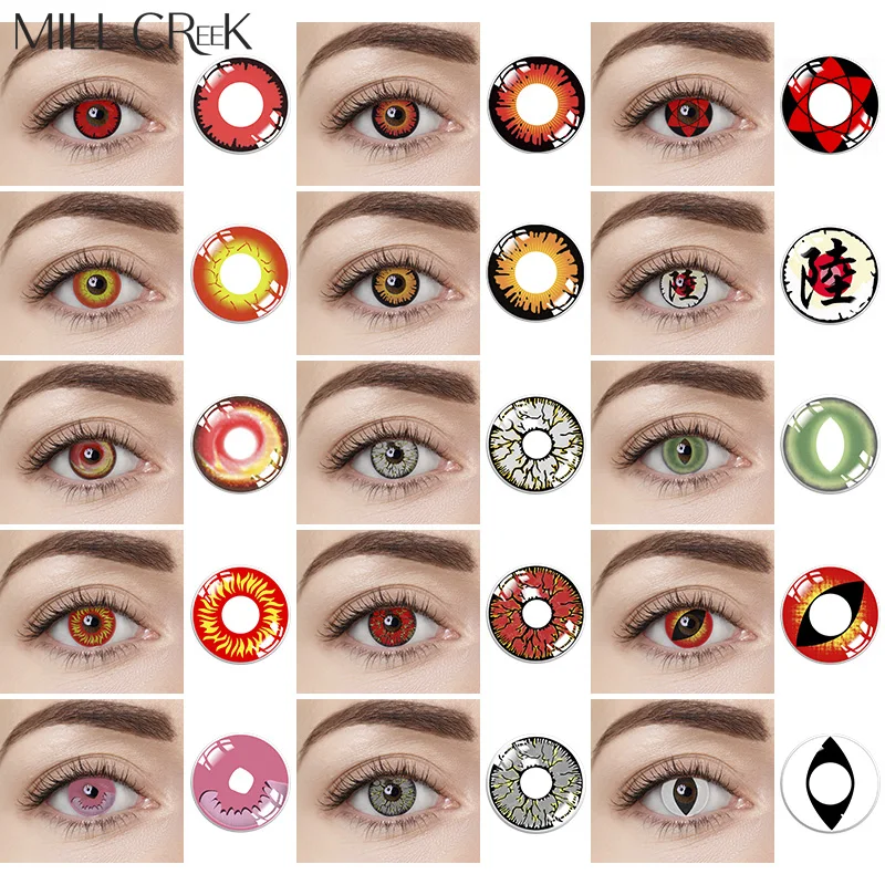 MILL CREEK 2Pcs Cosplay Contact Lenses for Eyes Halloween Makeup Anime