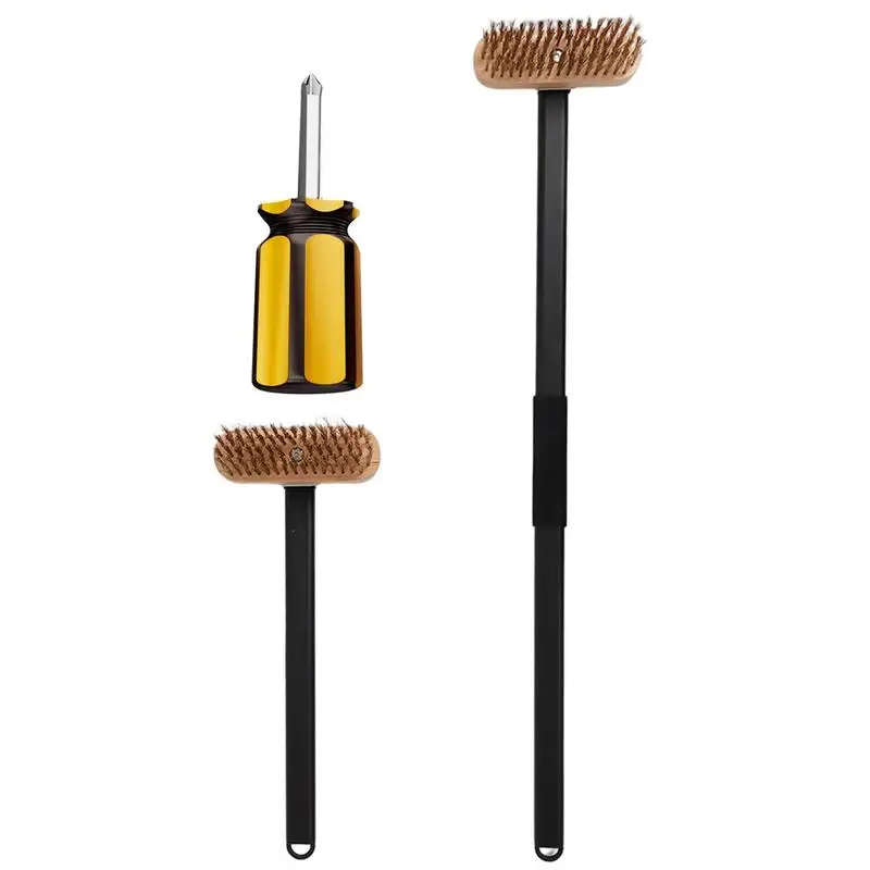 

Pizza Oven Brush With Scraper Barbecue Grill Cleaning Tool Non Scratch Heat Proof Brass Bristles For Oven Kitchen Supplies