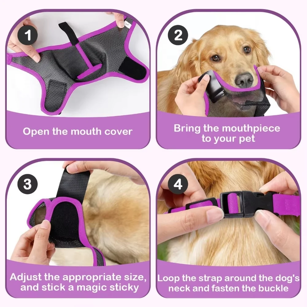 Dog Muzzle Breathable Mesh Dog Muzzle Basket Adjustable Dog Mouth Guard Muzzle with Front Opening Design for Small Medium Large 4