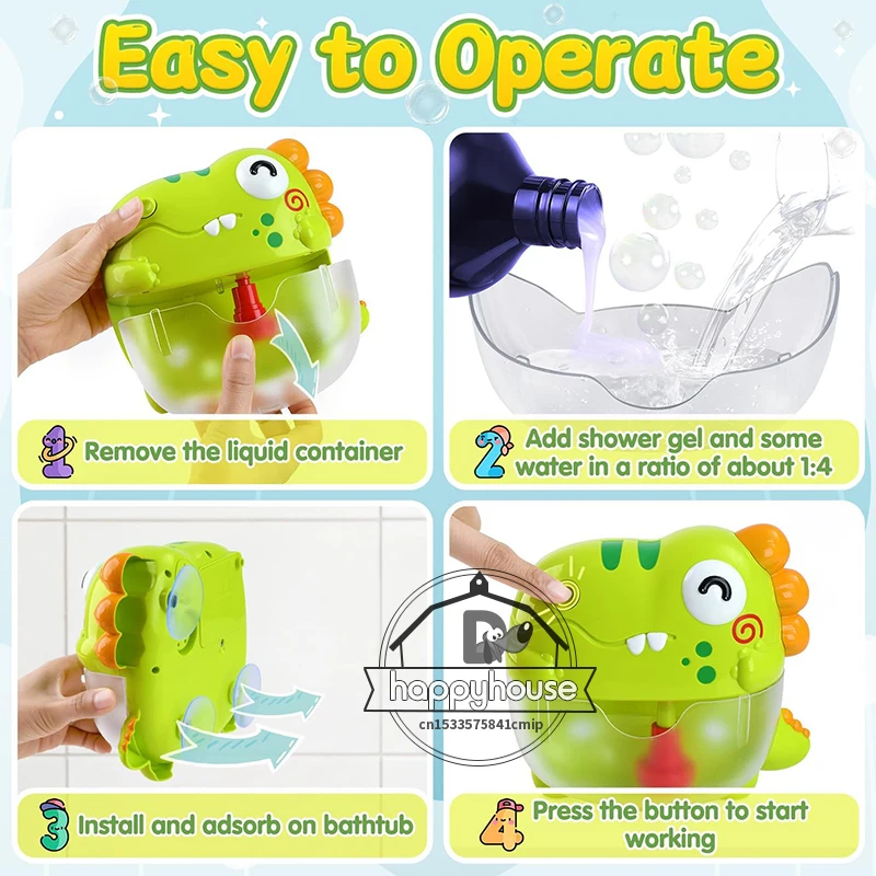 Baby Bath Toys Bubble Machine Dinosaur Crabs Music Kids Bath Toy Bathtub Automatic Bubble Maker Baby Bathroom Toy for Children 5