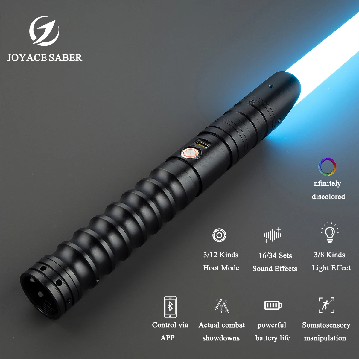 Joyacesaber Pixel Lightsaber Jedi Sensitive Smooth Swing Rgb Light Saber Heavy Dueling Metal Hilt Con Bluetooth Laser Sword Toy