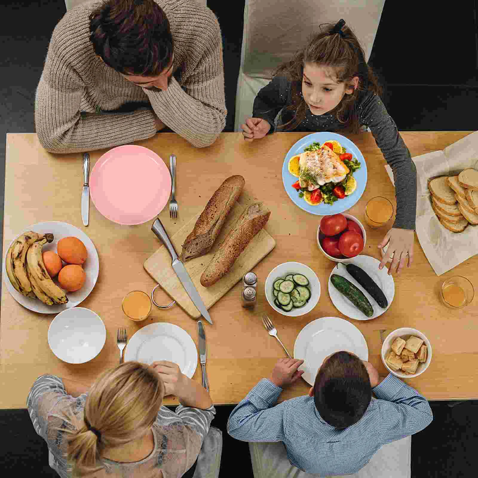 

4 Pcs Plate Salad Serving Plates Round Vegetable Food Dish Fiber Dinner