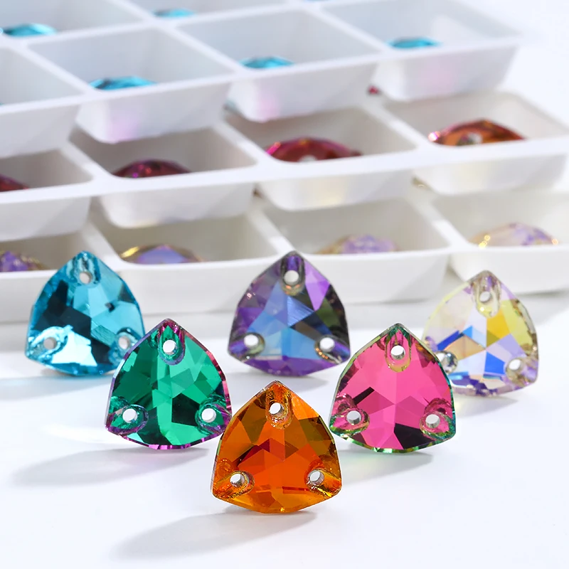 

Fat Triangle Beads Rhinestones Glitter Flat Back Stones Strass Crystals High Quality Glass Sew on Bags Clothes Jewelry Accessory