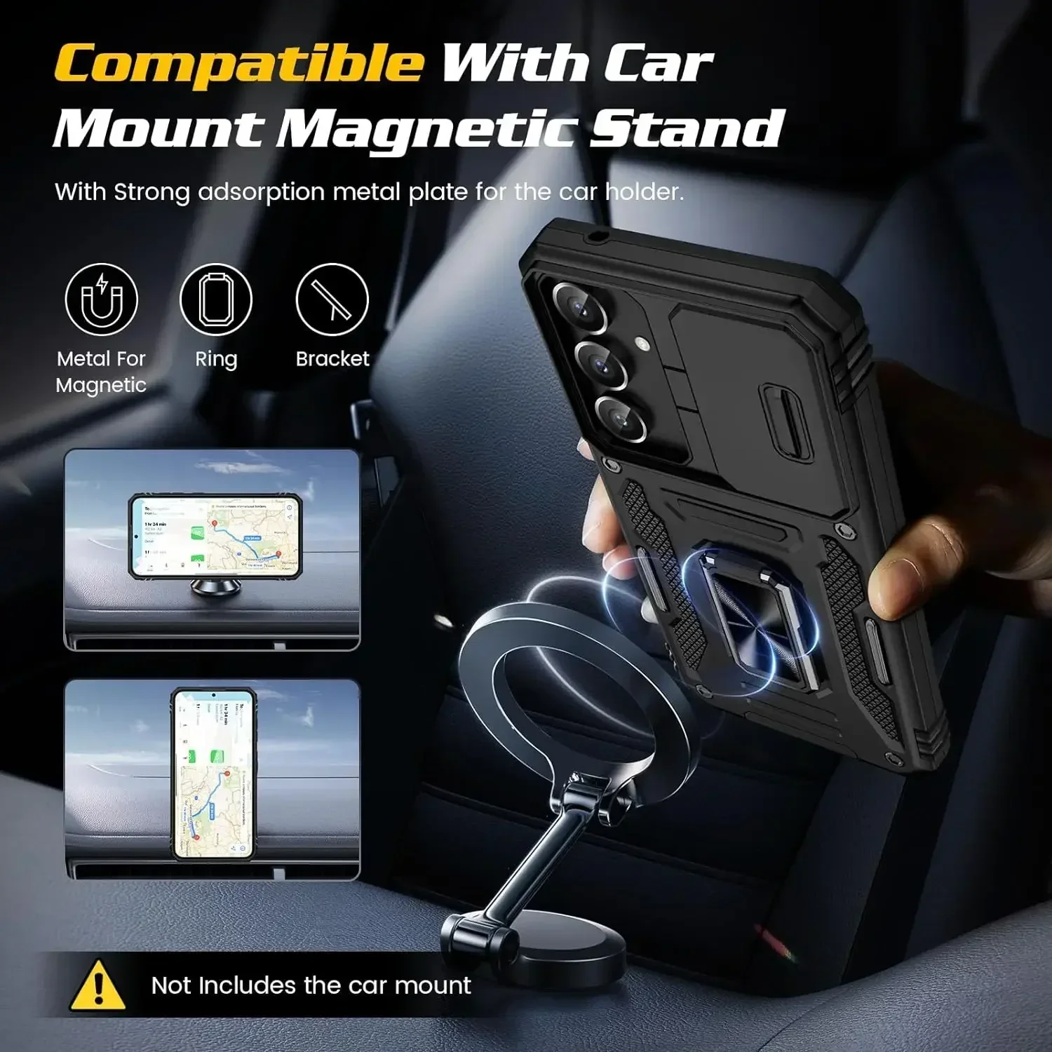 Premium Slide Camera Stand Armor Case with Kickstand and Antifall Protection