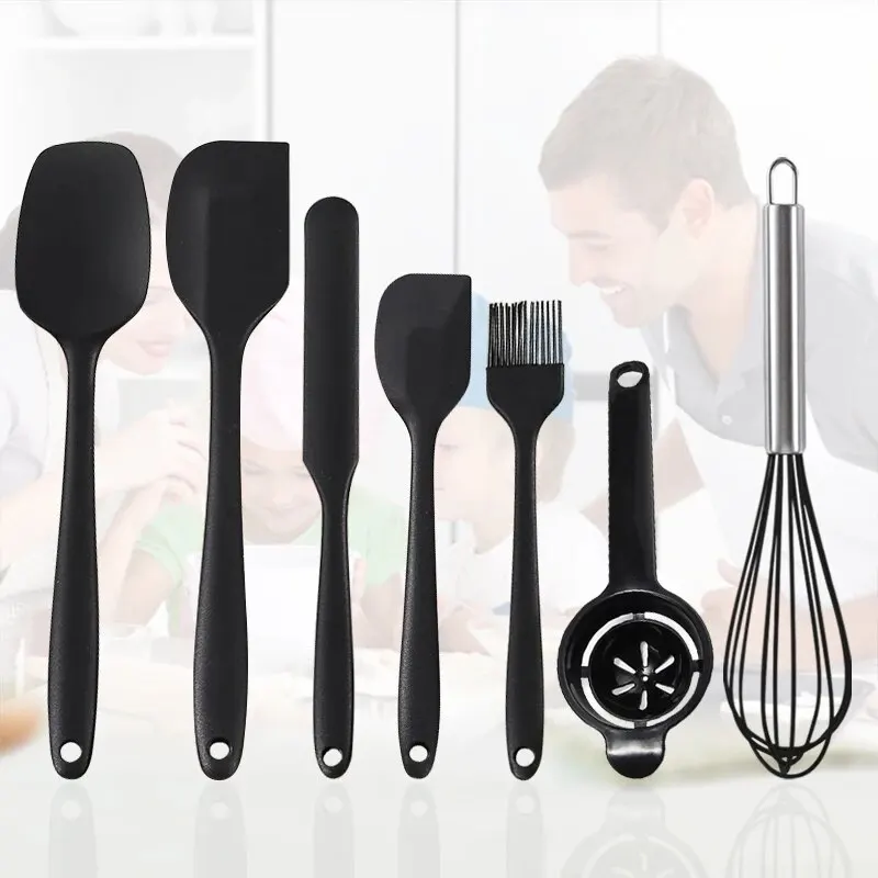 7 Piece Silicone Spatula Set silicone spatula set Non-Stick Heat-Resistant Spatulas Turner for Cooking Baking Mixing