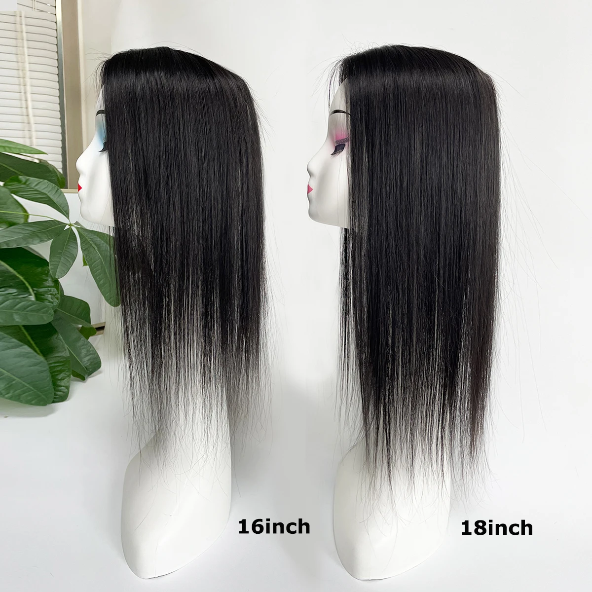 Topper per capelli umani 13x15 cm con clip, base in seta, capelli vergini europei, toupet per donna, pezzi di capelli lunghi e lisci 9x14 cm - immagine 5