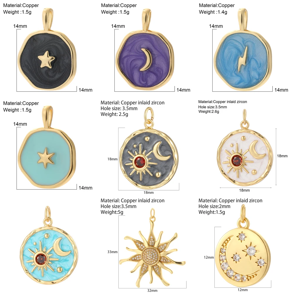 Enamel Charms Bohemian Star Sun Moon For Jewelry Making Diy Earrings Necklace Bracelet