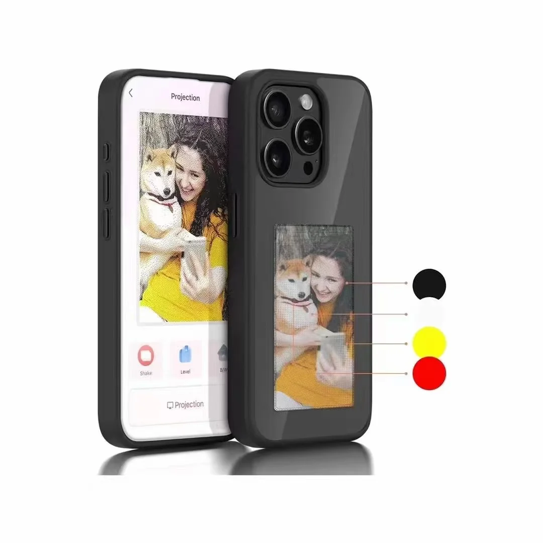 4 Colors Eink Screen AI Smart NFC APP Refesh Mobile iPhone 13Pro Max Phone Case Back Cover DIY Case Eink Screen Battery Free