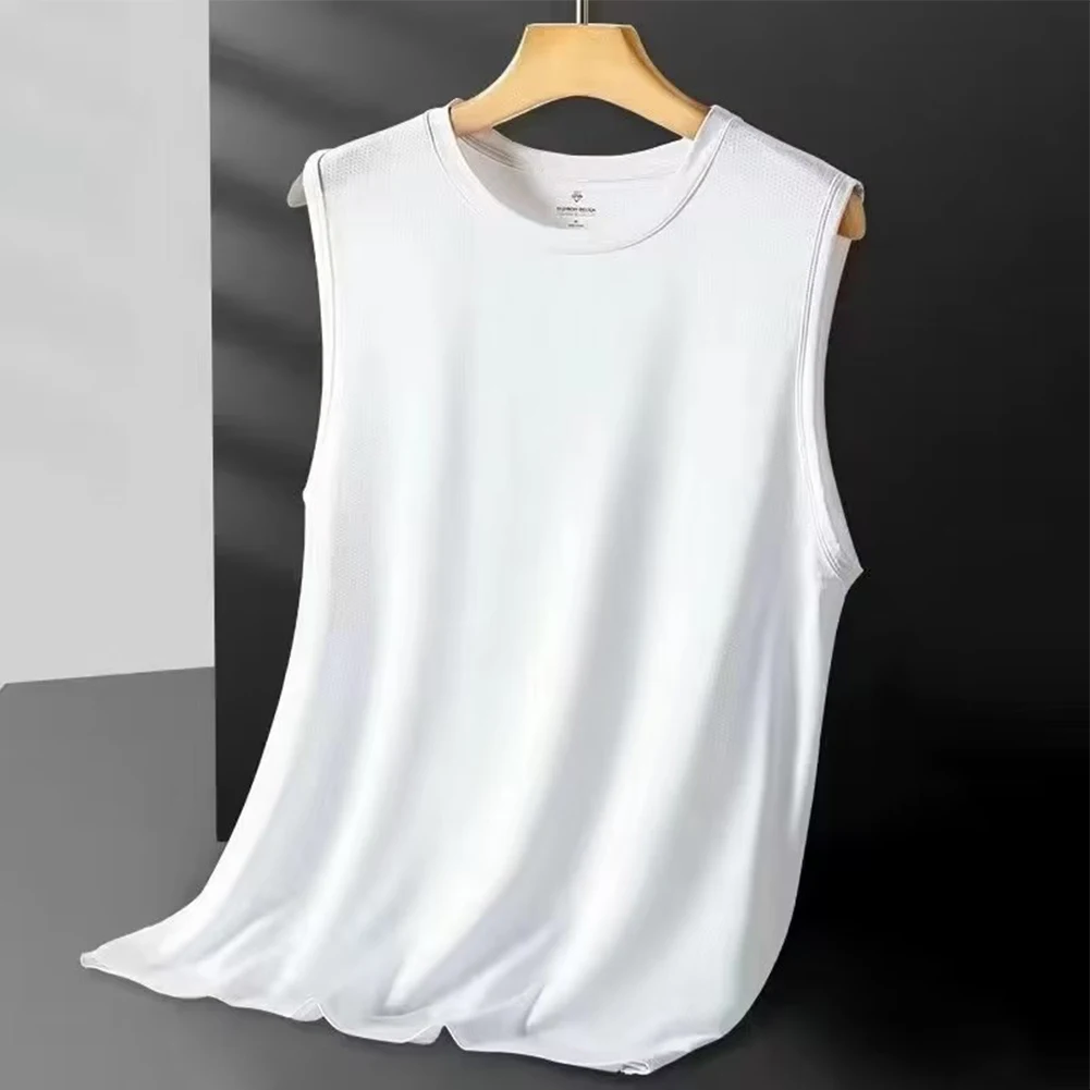 

Popular Mens O-neck Breathable Sleeveless T Shirts Boys Good Stretchy Undershirts Ice Silk Sports Vest Tank Tops Sleepwear