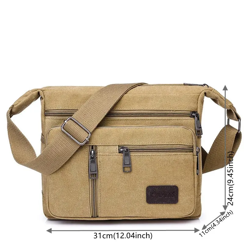 Men's Luxury Canvas Crossbody Tote - Fashionable High-Quality Shoulder Bag