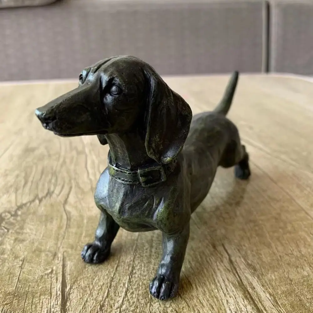 

Fadeless Dachshund Black Dog Figurine Resin Hand-crafted Decor Figurines Realistic Creative Crafts Statue Garden Yard Lawn