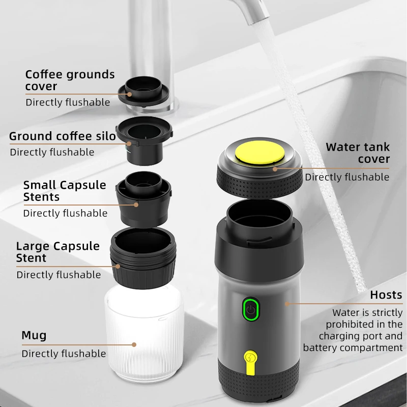 Espresso Coffee Maker Capsule Coffee Maker Portable Fully Automatic Espresso Capsule Coffee Machine For Large and Small Capsules Of Coffee Powder Electric Machine