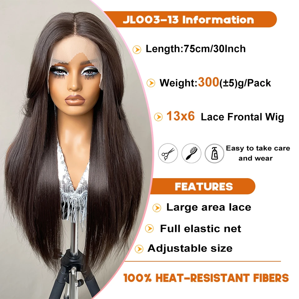 30Inch 13x6 Synthetic Lace Front Wigs Long Straight Blonde Wig For Black Women Natural Ombre Brown Cosplay Highlight Lace Wig