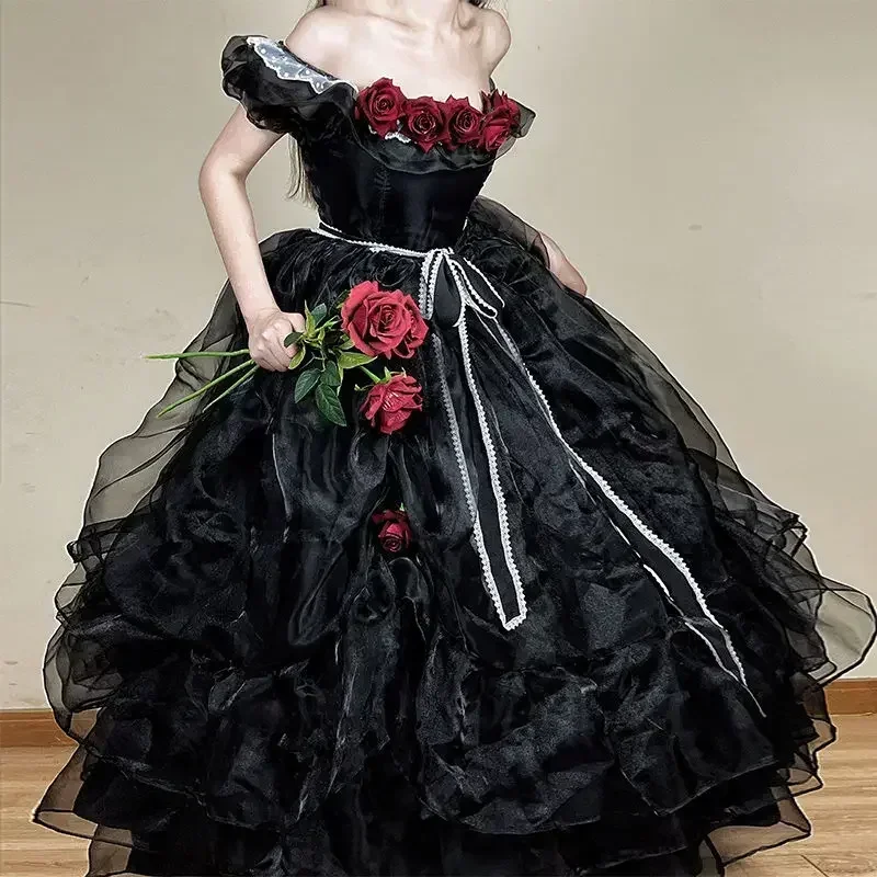 Coalfell Black Flowers Wedding Lolita Dress Incontra La Principessa Classic Daydream Whisper Lolita Original Red Rose Gothic Flower