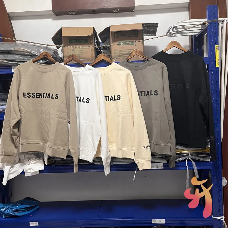 

Real Photos Essentials Pullovers Classic Simple Retro Letter Print O-neck Long Sleeves Sweatshirt Men Women Fall Winter Hoodies