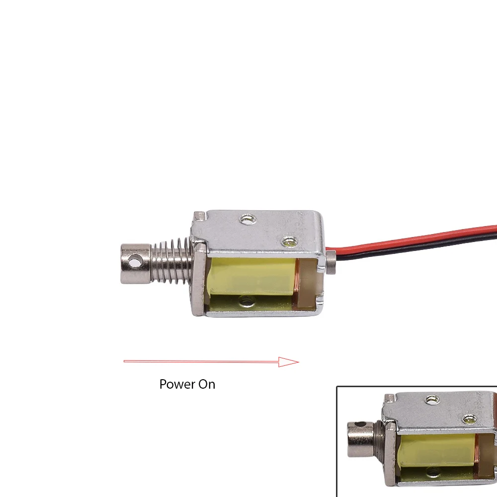 MINI Push-Pull ประเภท DC แม่เหล็กไฟฟ้า Plunger 3V 5 V-6 V 9V 12V 8 มม.* 10 มม.Micro เปิดกรอบผ่านฤดูใบไม้ผลิ Solenoid แม่เหล็กจังหวะ 4 มม. 1
