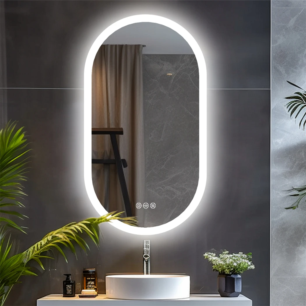 Oval LED Bathroom Mirror Smart Mirrors Dimmable 3 Colors Anti-Fog Light Memory IP65 CRI95 Large Wall Mounted Mirror 32 x 20 in 2