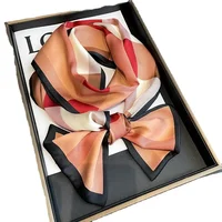 Luxury Design Ribbon Silk Scarf 17*150cm Headband Neckerchief Foulard Female Hair Scarfs Neck Tie Lady Skinny Scarves Soft Satin 3