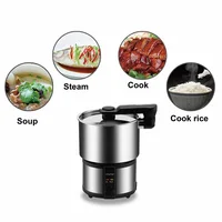 450W Travel Pot Mini Portable 304 Stainless Steel Electric Hot Pot Electric Boiling Pot Small Hot Pot Steamer Stew Pot 110-240V 2