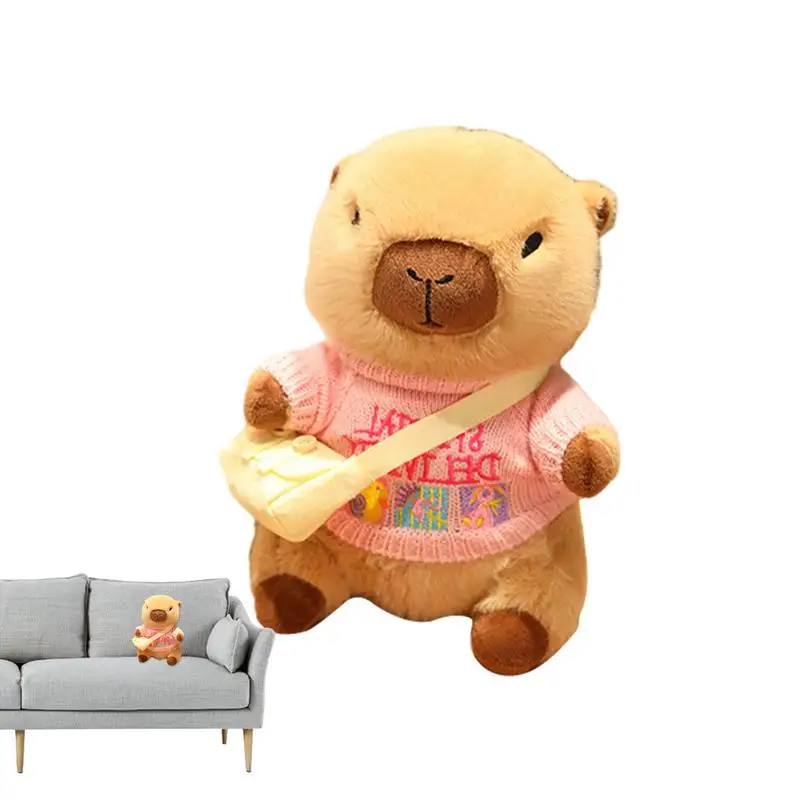 

Мягкая плюшевая игрушка капибара, милая набивная Подушка капибара, мягкая и забавная набивная плюшевая игрушка с сумкой через плечо 23 см/9 дюймов, плюшевая игрушка